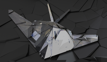 Stealth plane on black background