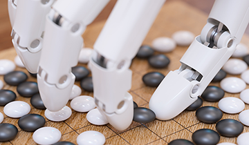 Robotic hand playing a board game